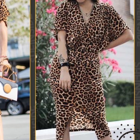 1LEFT! Trendy Leopard Twist Front Dress - Picture 6 of 8